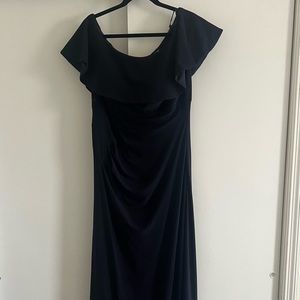 Xscape Off the Shoulder Navy Gown